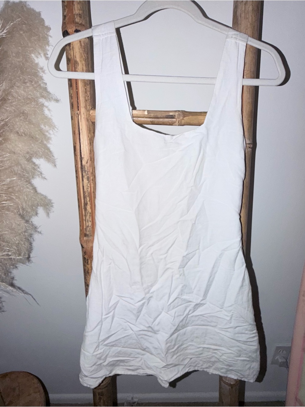 Classic White linen cotton blend dress